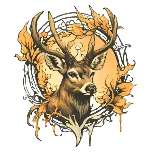 Deer With Big Horns Emerging