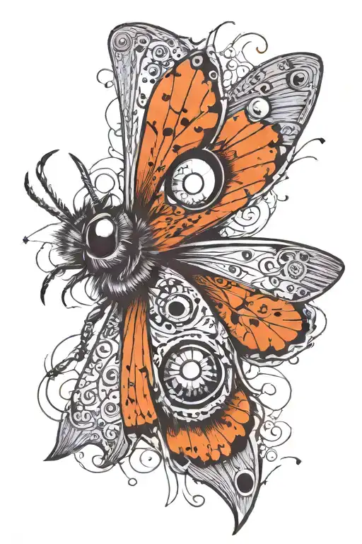 Moth And Eye Combined Together