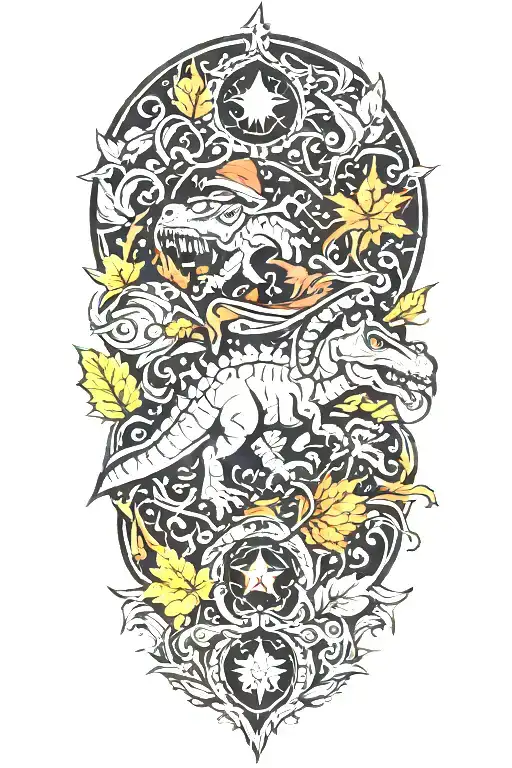 Christmas And Leaves And Games And Fighting And Fun And Dinosaur