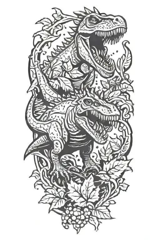 Christmas And Dinosaur And Happy And Leafs And Violence