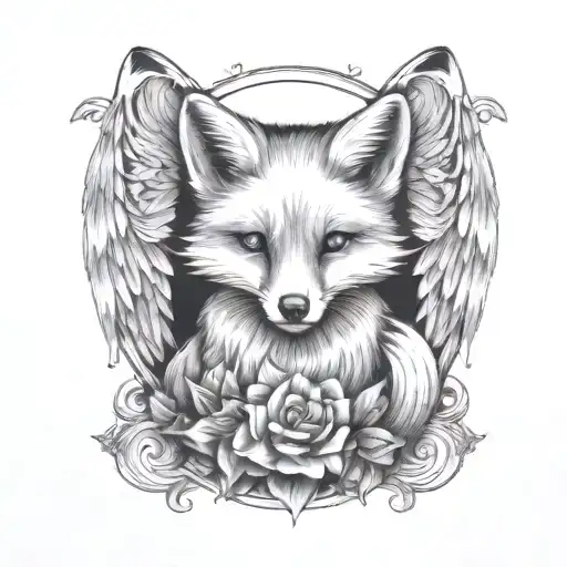 Small Fox With Angel Wings Wrapped