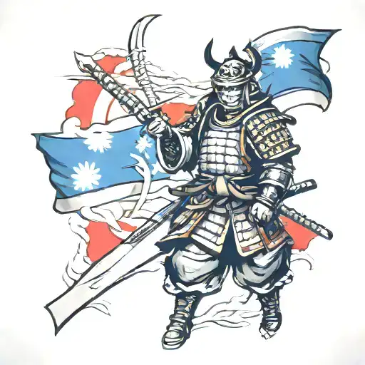 Samurai With Korean Flag Inside