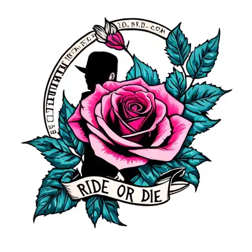 Couple Tattoo For A Mc Couple Include A Rose And Ride Or Die