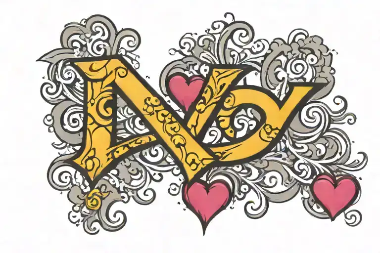 B Initial With Heart