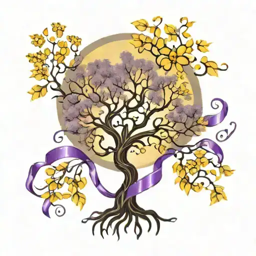 Tree Of Life And Purple Ribbon