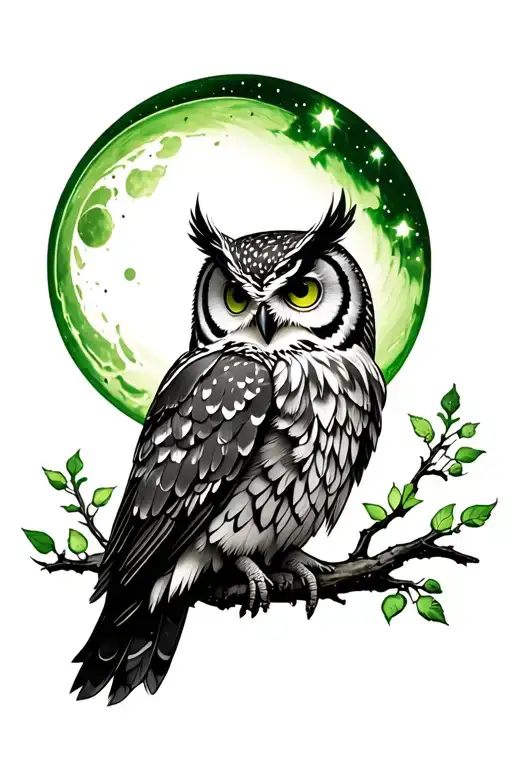 Flying Owl Moon Magic January Green