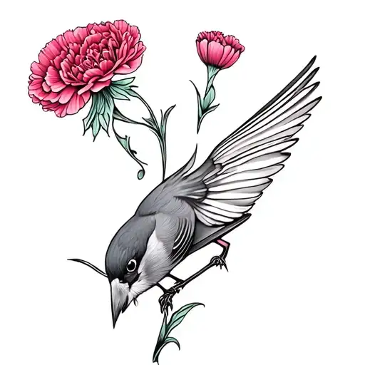Carnation Flower Song Bird Perched