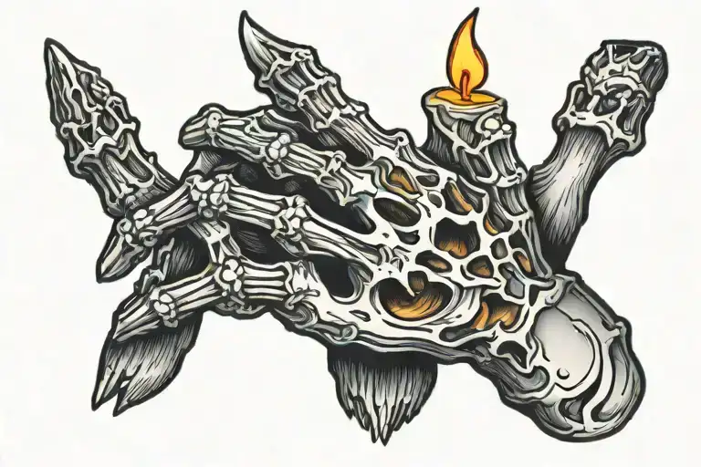 Skeleton Hand Holding Candle