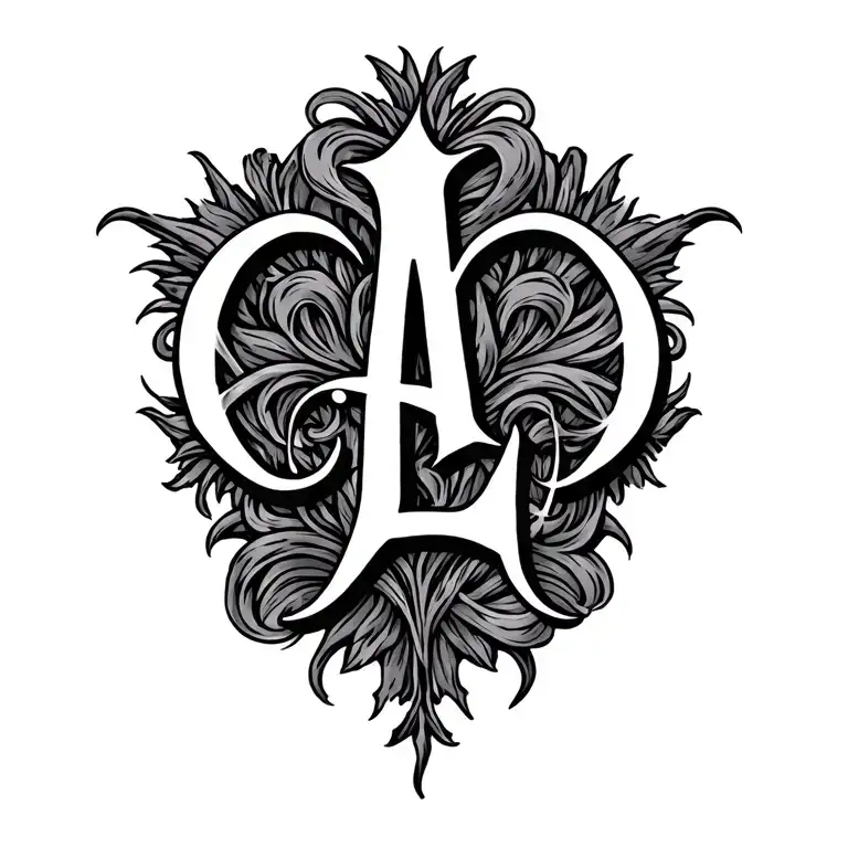 Initials A Nad L Font Tattoo Design
