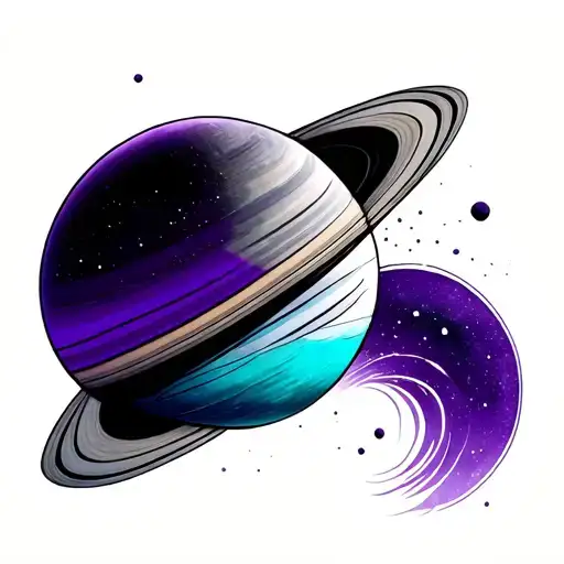 Saturn Planet What Is Acutela Style In Violet And Turquoise Colors