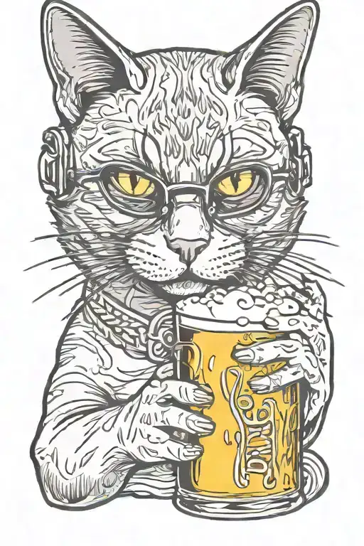 Cat Drinking Beer