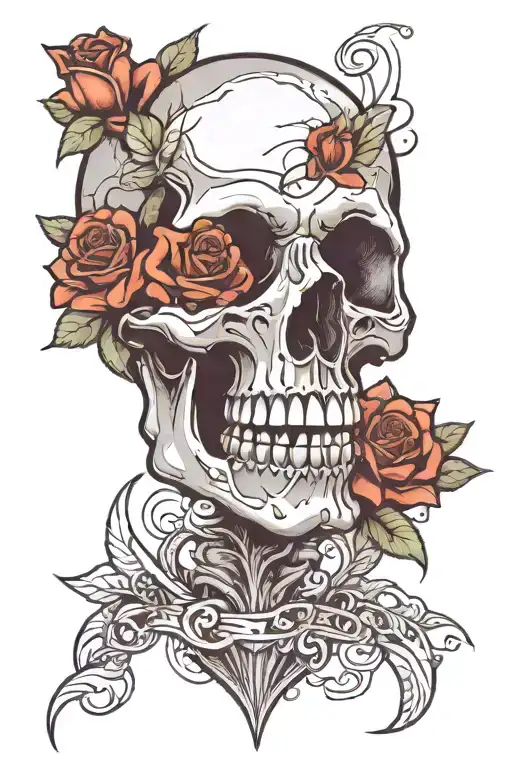 Skull With A Rose In Its Mouth