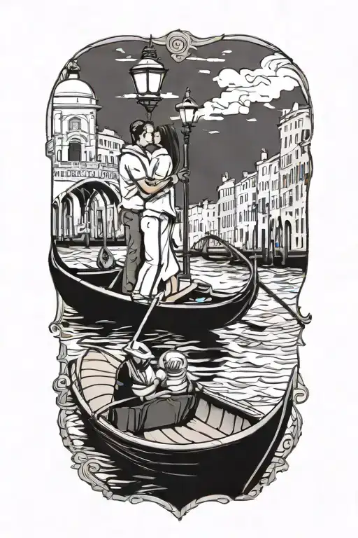 Gondola Venice Couple Kissing