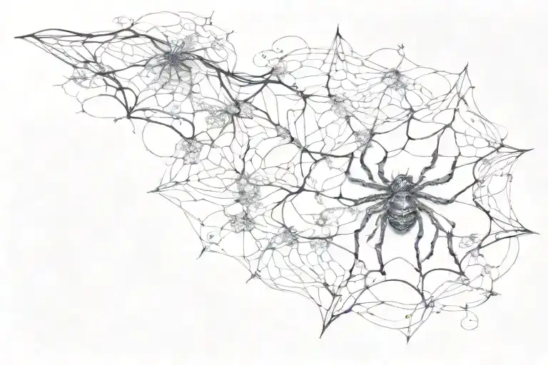 Beautiful Spider Web Enthralled Within Vines Intertwining