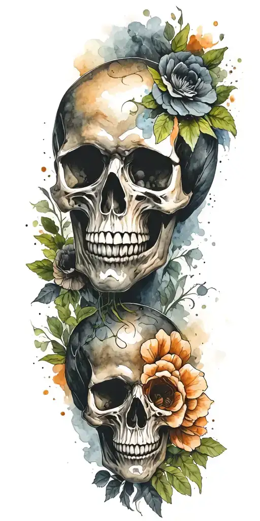 Watercolor Add Another Skull Remove The Flowers