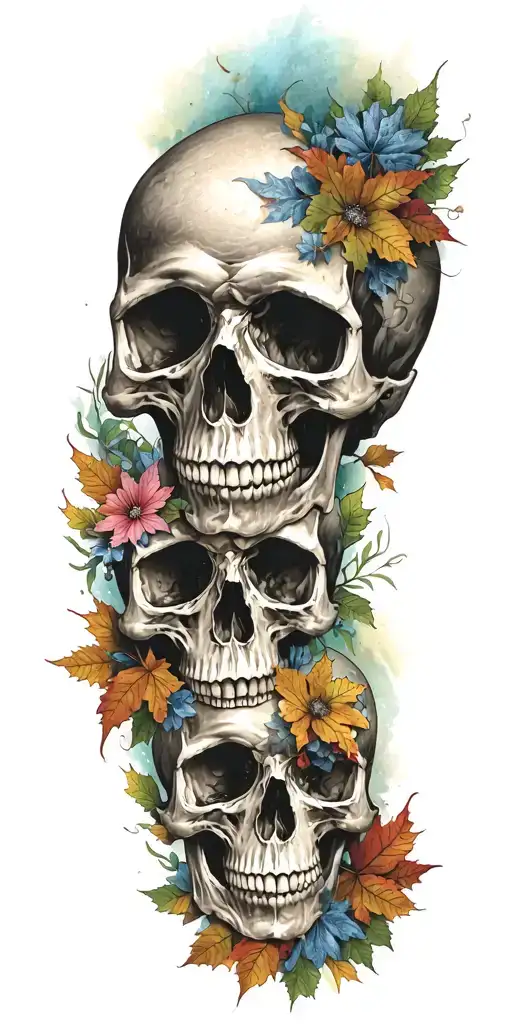 Replace Flowers With Fall Leaves Add 2 Skulls