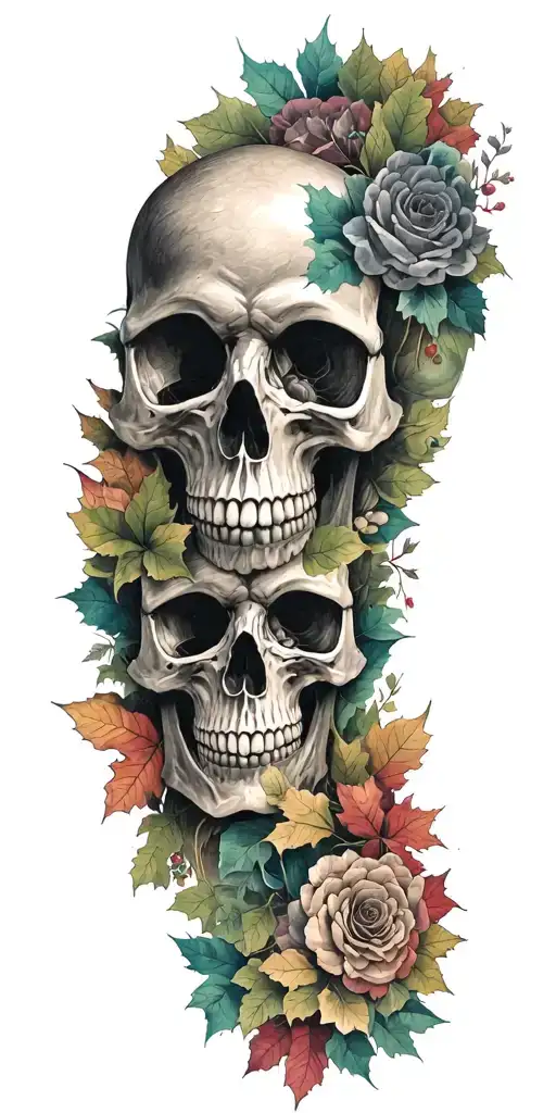 Replace Flowers With Fall Leaves Add 2 Skulls Remove Middle Skull Lower Jaw