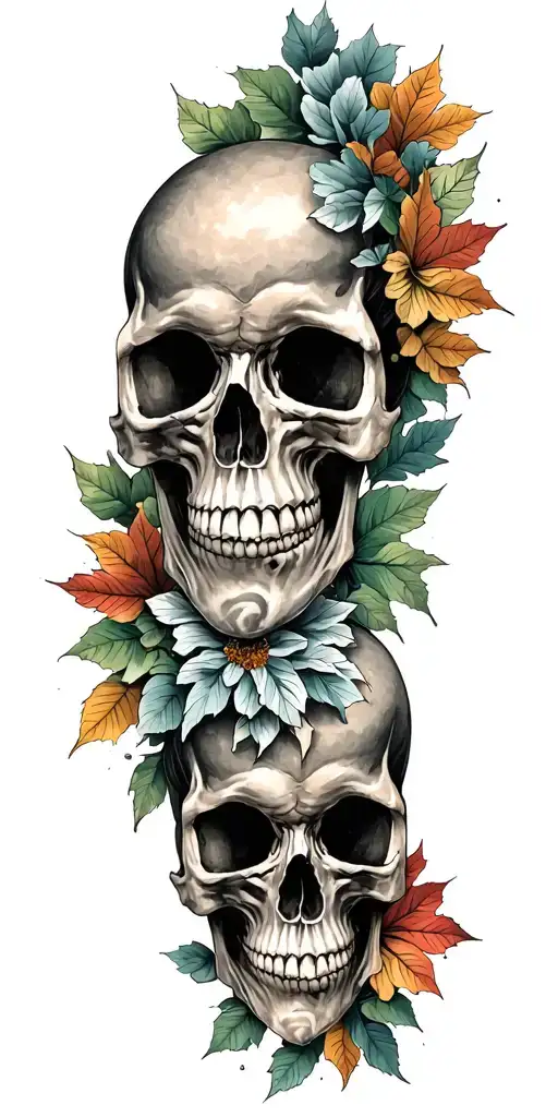 Replace Flowers With Fall Leaves Add 2 Skulls