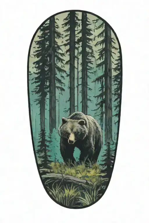 Forest With Bear Walking