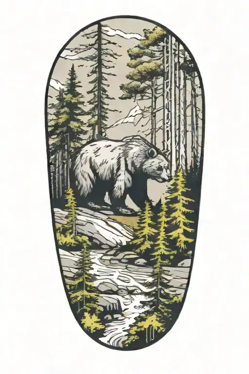 Forest With Bear Walking