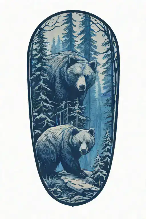 Forest With Bear Walking