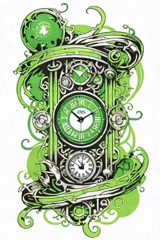 Green Lantern Symbol Intertwined With A Clock Face