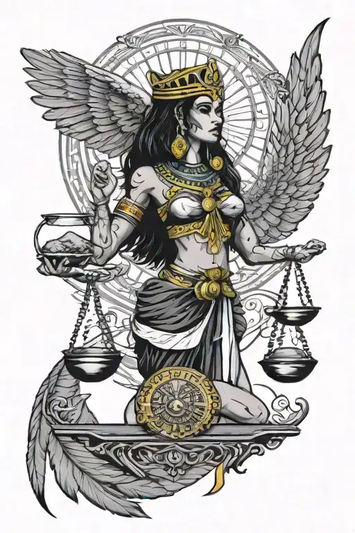 Gypsy God Maat Egyptian Goddess Of Balance Scale Weighing A Feather