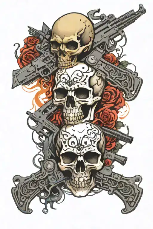 Skull Guns Intertwined