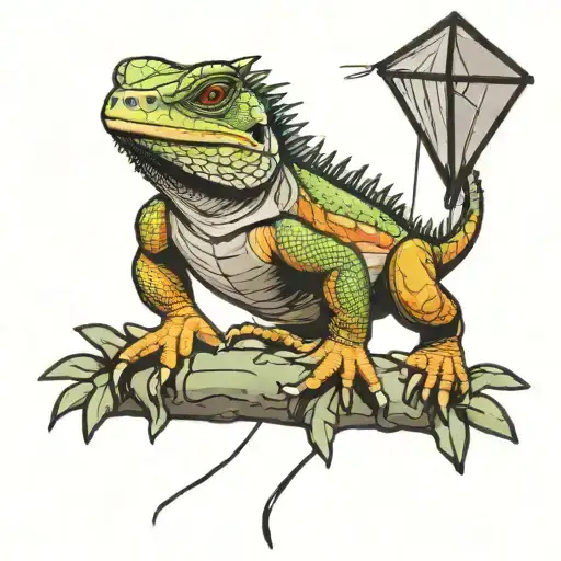 Iguana On Cactus Flying Kite
