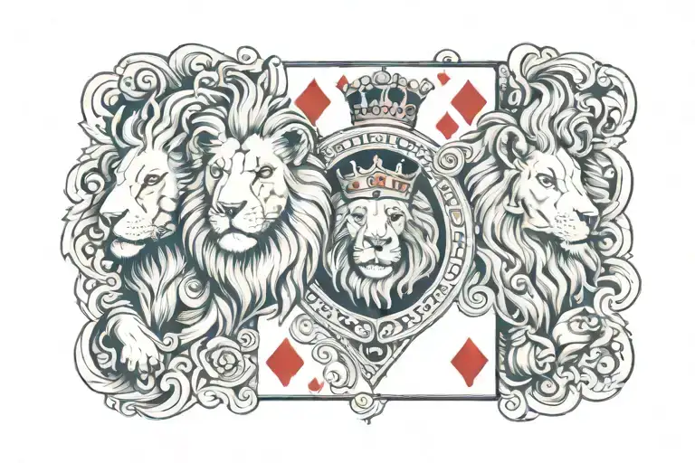 King Of Hearts Playing Card Lion Lamb Faces
