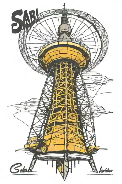 Vladimir Shukhov's Tv Tower With The Inscription Sabla In The Mexican Style
