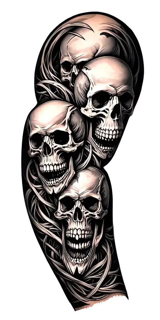Skulls Connected Up Arm Sleeve No Background