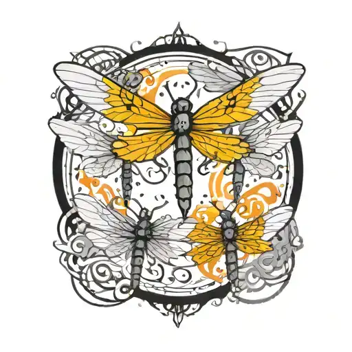 Circle Of 5 Dragonflies Pain Hatred