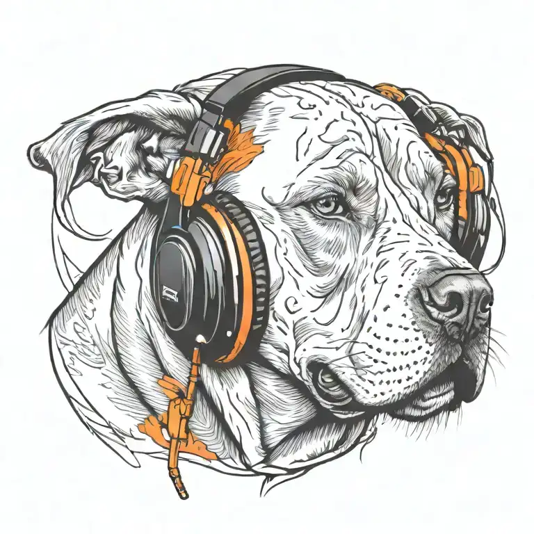 Pitbull Wearing Headphones