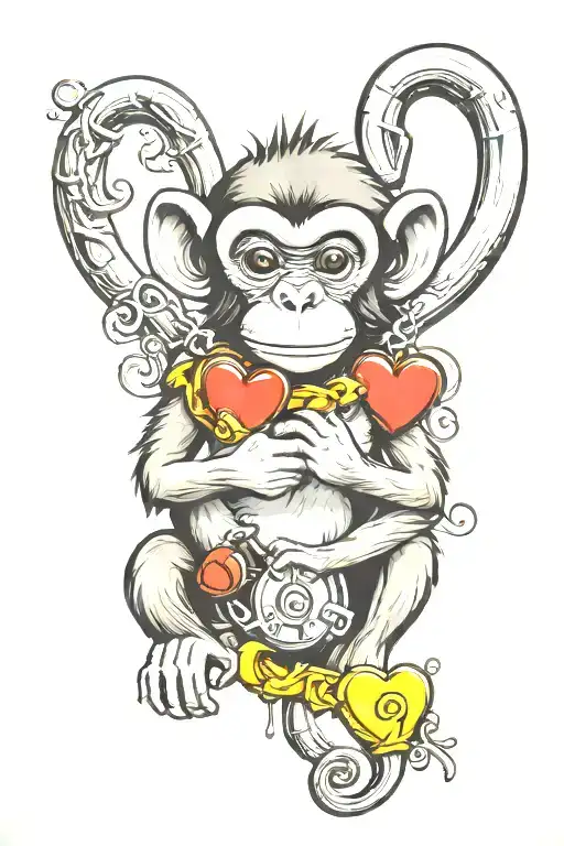 Monkey With Heart Shaped Lock