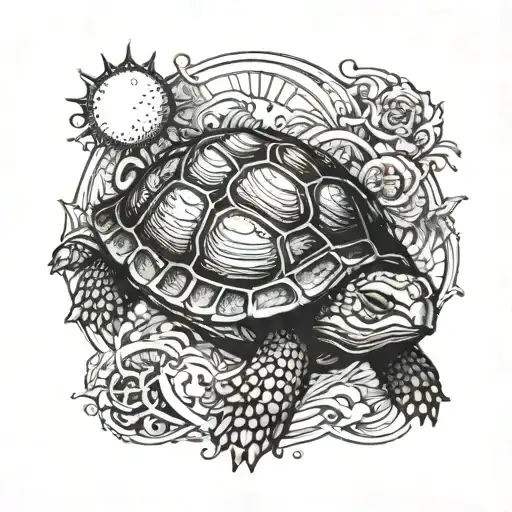 Turtle With Sun And Moon In Shell