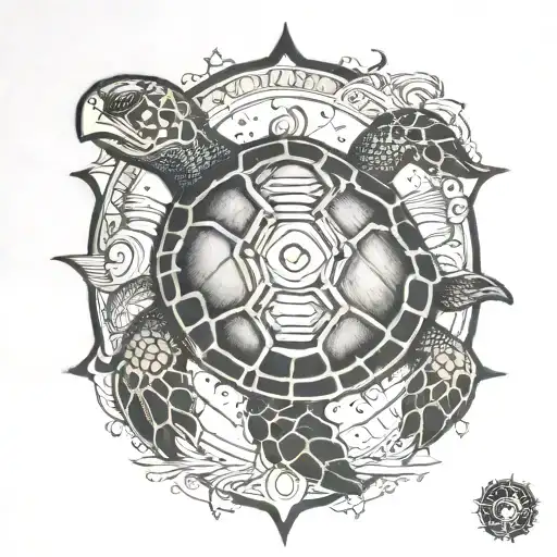 Turtle With Sun And Moon