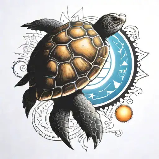 Native American Turtle With Sun And Moon