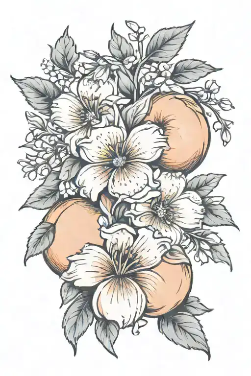 Peach With Birth Flowers