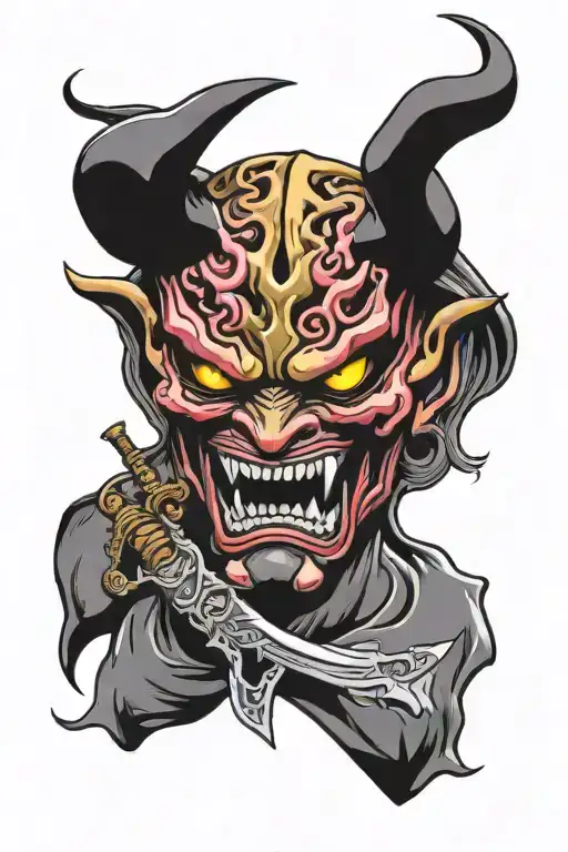 Sword Cutting Oni Mask
