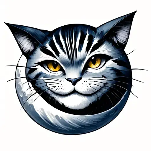 Friendly Cheshire Cat As The Moon