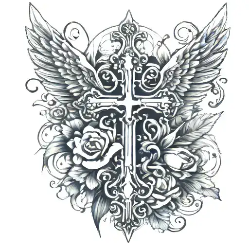 Cross Wings Rosary Flowers Symbolizing