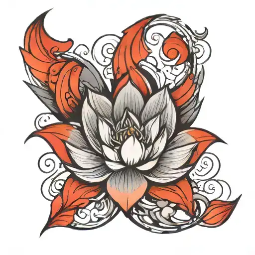 Signature Incorporated With Lotus Flower