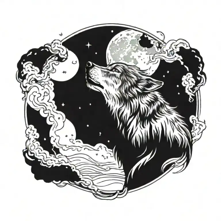 Wolf Howling Moon