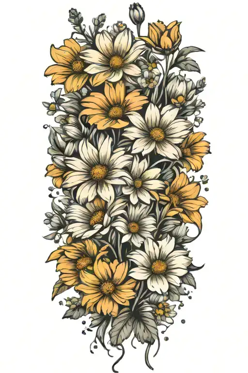 Daisys Cosmos Flowers No Background Black