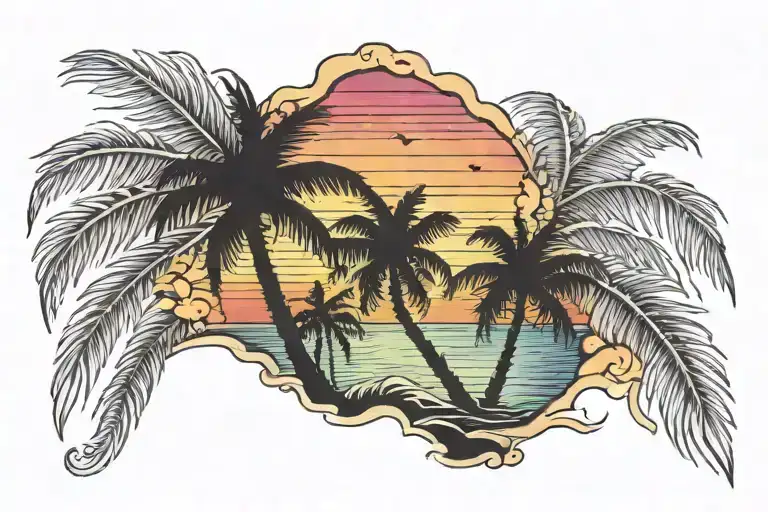 Paradise Island Sunset Palmtree