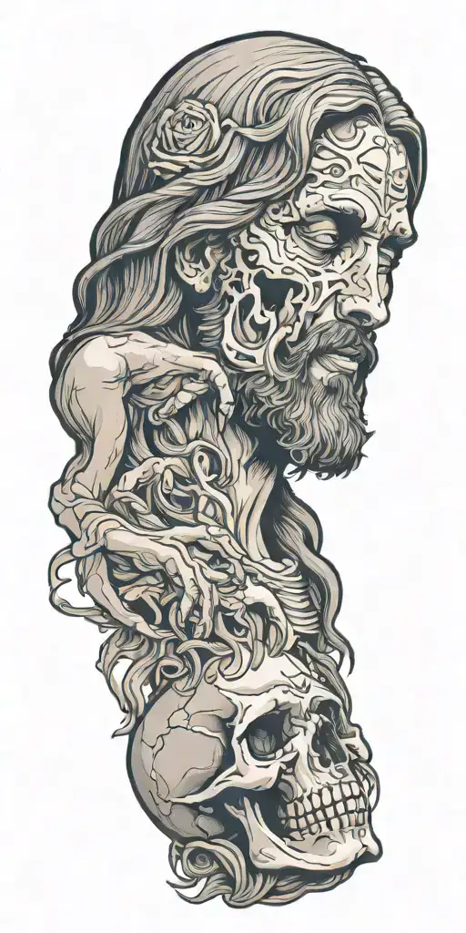 Jesus Christ Touching A Skull