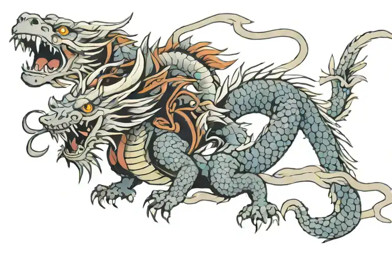 Traditional Japanese Dragon And Samurai