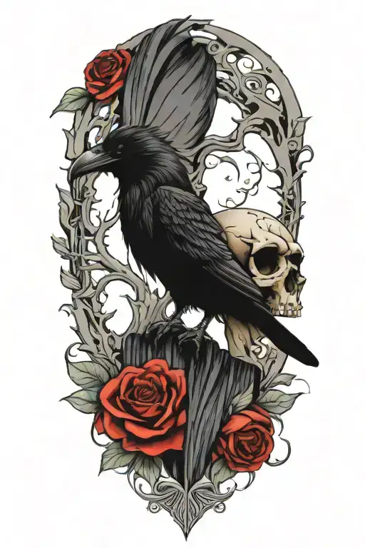 Raven On Skull