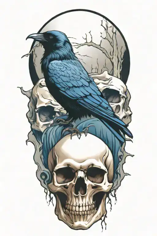 Raven On Skull